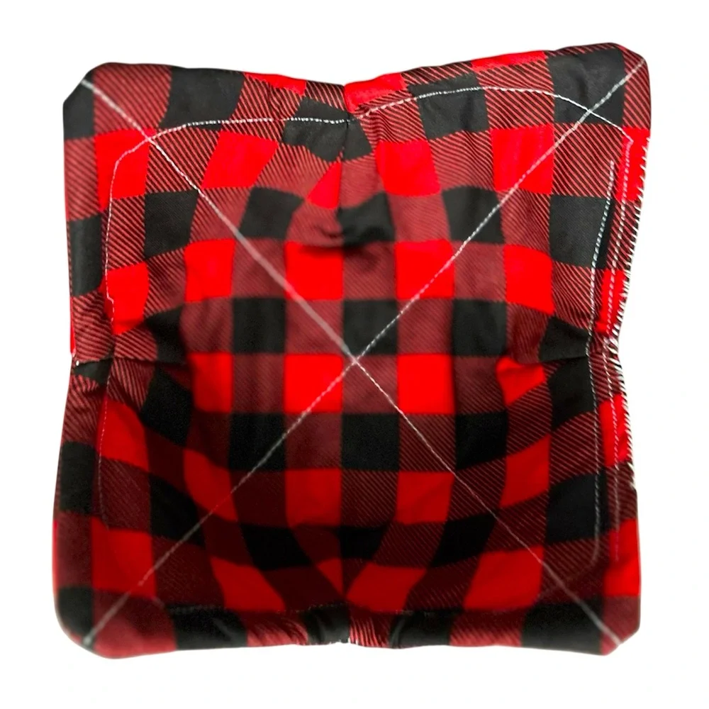 Hand Crafted Red Buffalo Plaid Microwave Bowl Cozy 100% Cotton